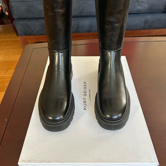 Black Leather Knee-High Boots - Picture 2 of 6